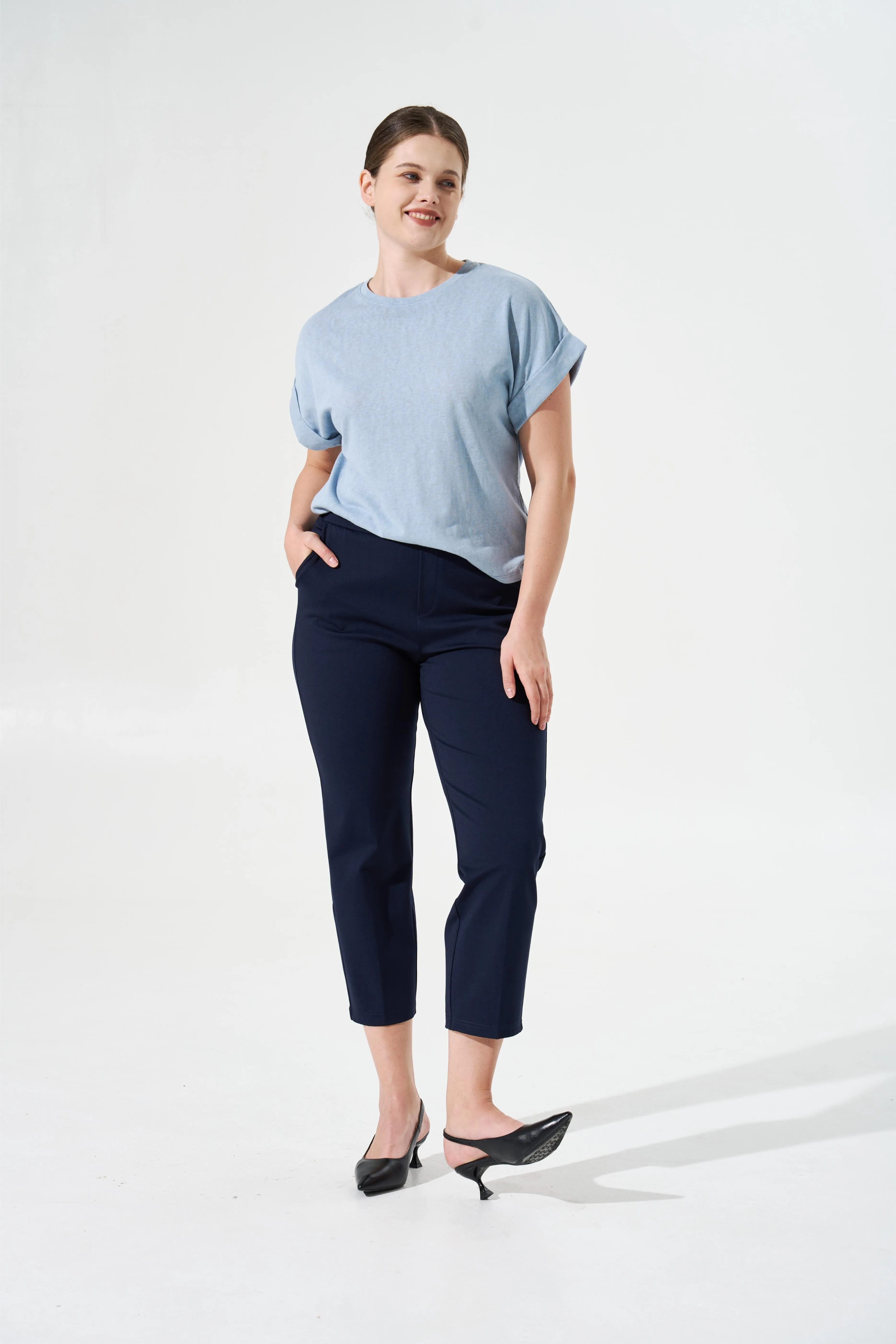 [Petite Collection] Cooling & Breathable, Wrinkle-Free Suit Trouser With Stretchable Waistband & Pockets