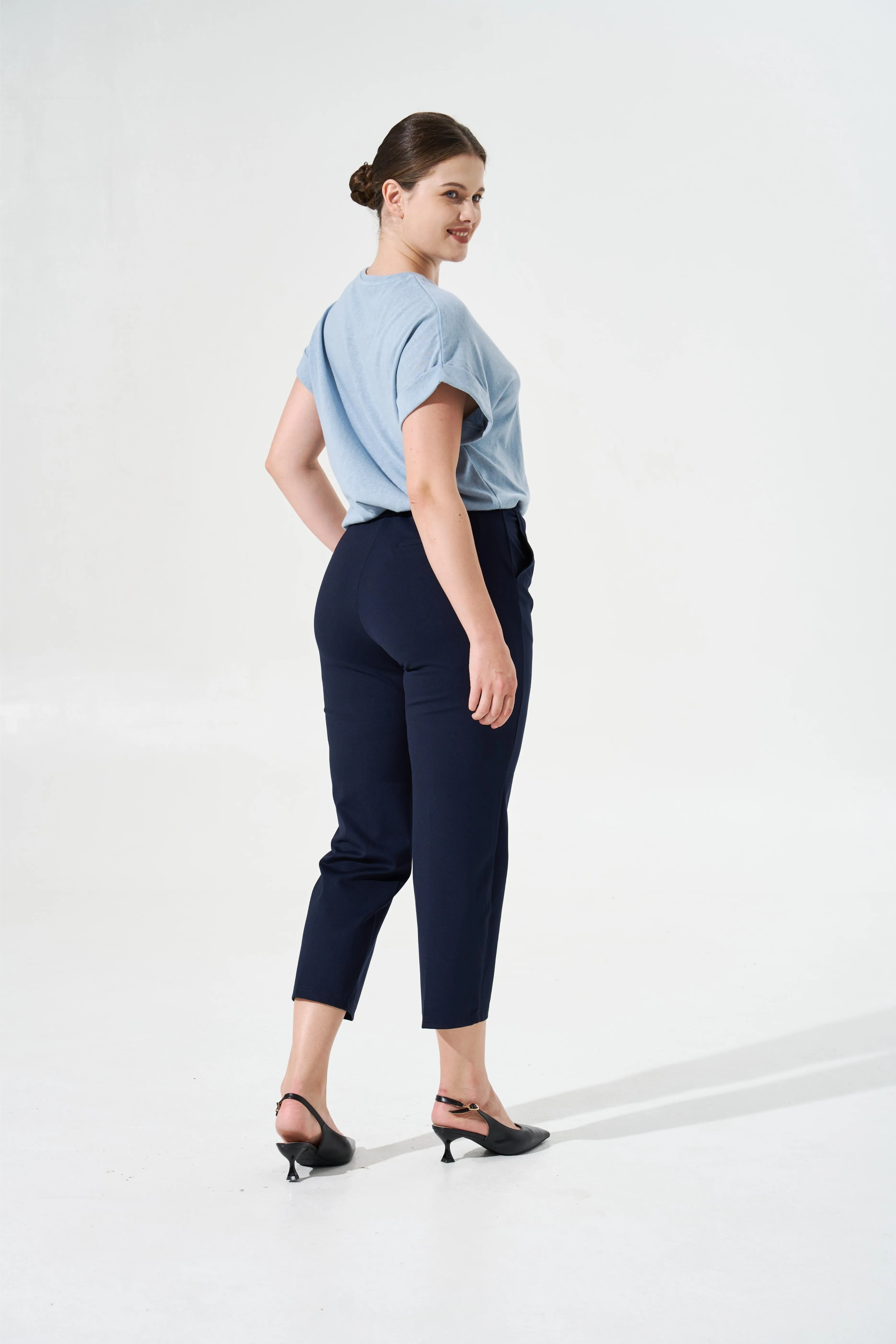 [Petite Collection] Cooling & Breathable, Wrinkle-Free Suit Trouser With Stretchable Waistband & Pockets