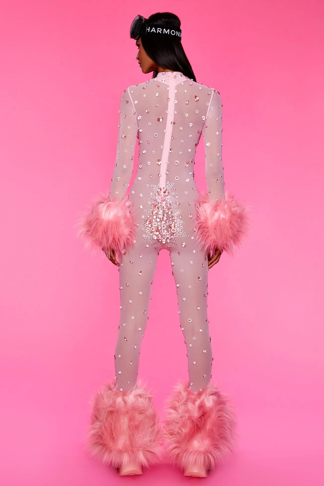 Pink Is My New Obsession Faux Fur Catsuit