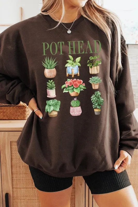 Pot Head Plant Lover Graphic Sweatshirt