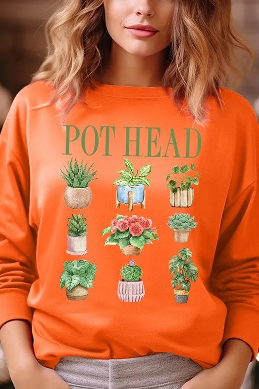 Pot Head Plant Lover Graphic Sweatshirt