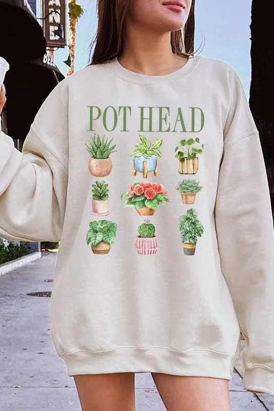 Pot Head Plant Lover Graphic Sweatshirt