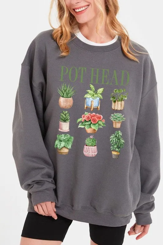 Pot Head Plant Lover Graphic Sweatshirt