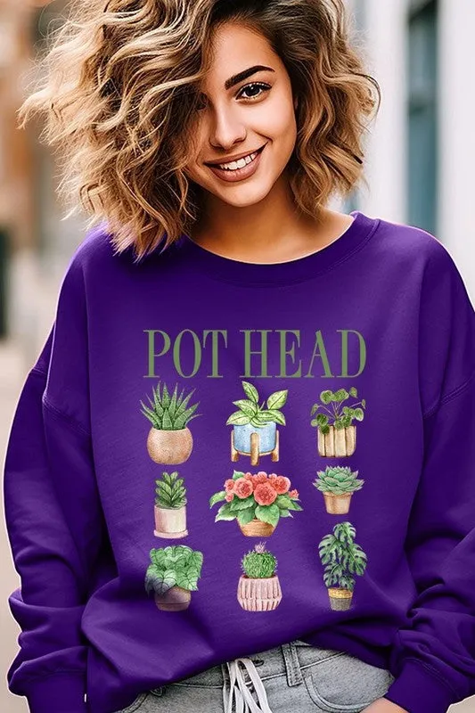 Pot Head Plant Lover Graphic Sweatshirt