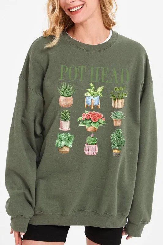 Pot Head Plant Lover Graphic Sweatshirt