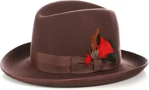 Premium Godfather Hat - Homburg Hat - Men's Homburg Brown
