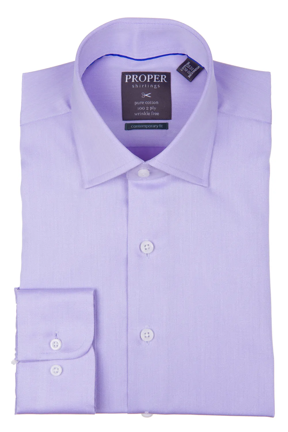 Proper Shirtings - Lavender - Dress Shirt - 100% Cotton - 100's 2-ply - Wrinkle Free - Contemporary Fit