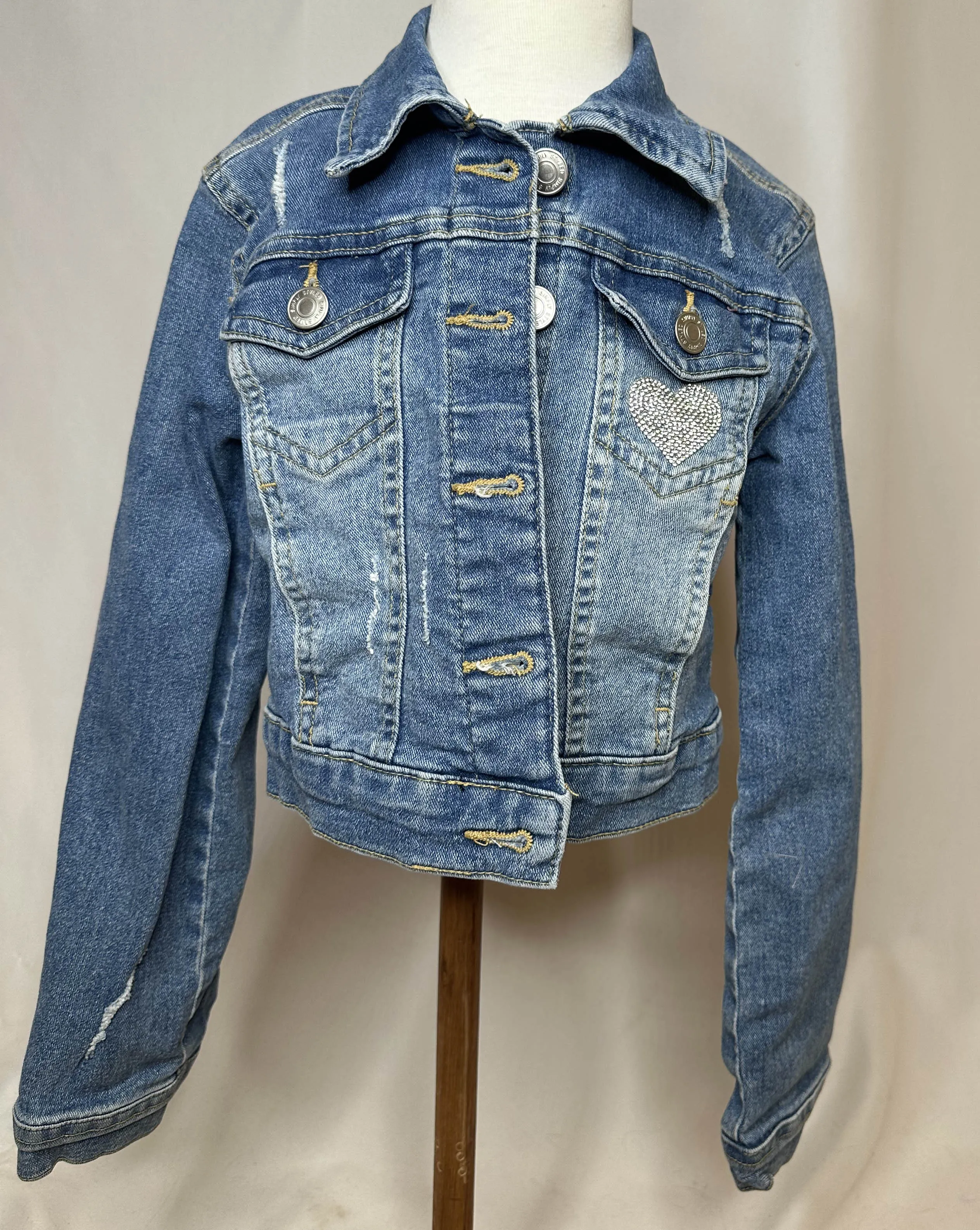 "Yee-Haw" white fringe Kids Denim Jacket