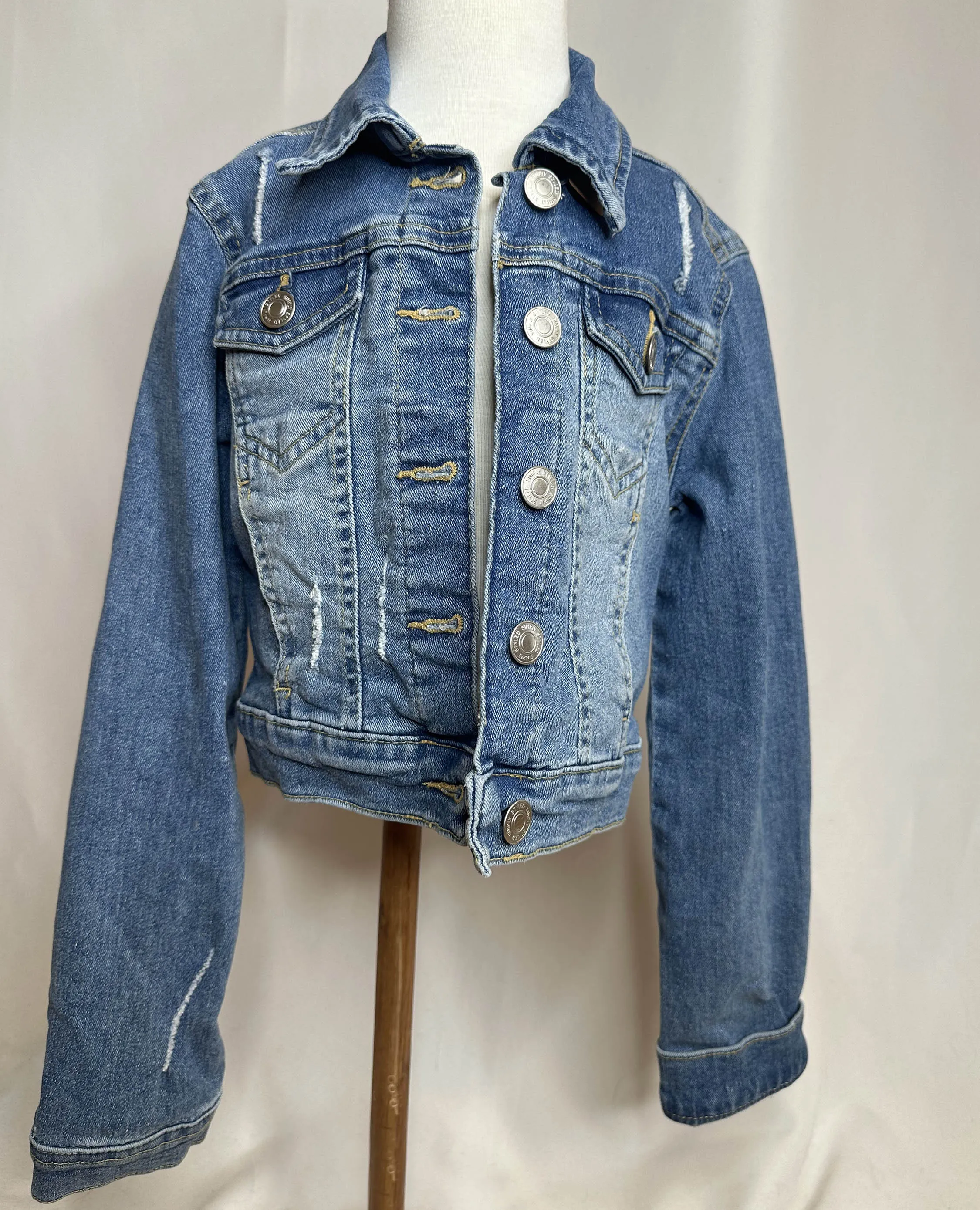 "Yee-Haw" white fringe Kids Denim Jacket