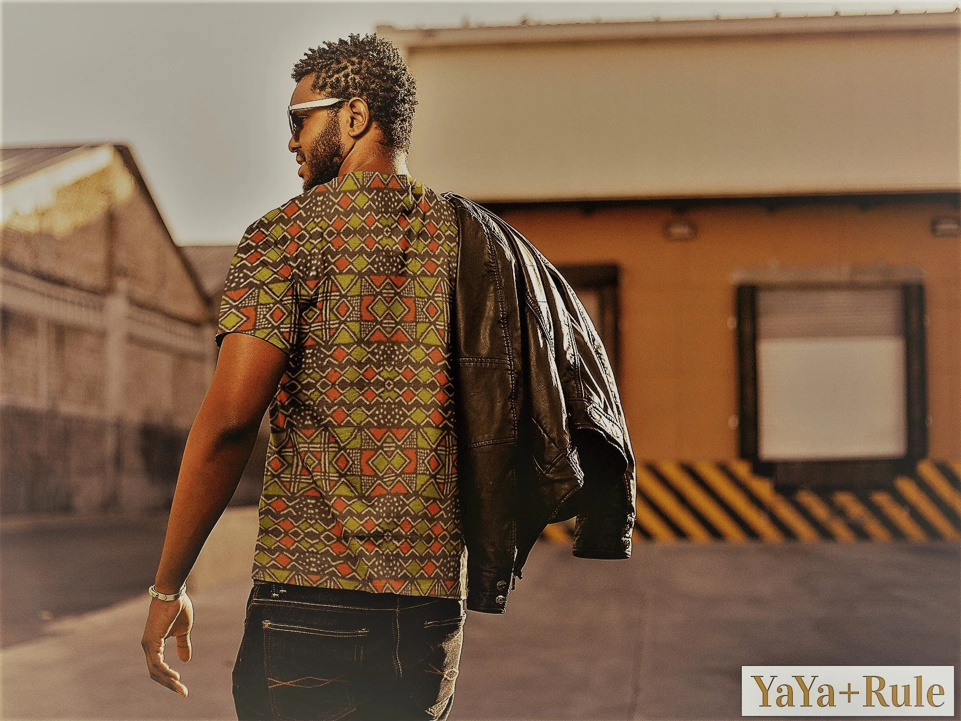Red Green Bogolan African Print Men's T-shirt