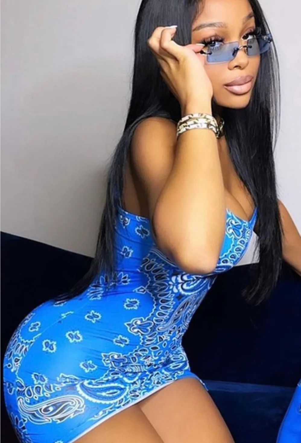 Rep Your Set Baddie Bandana Spaghetti Strap Mini Dress