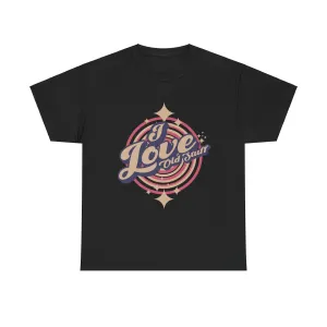 Retro Typography Unisex Heavy Cotton Tee with 'I Love Old Stuff" Design, Vintage Style Shirt, Perfect for Music Lovers, Great