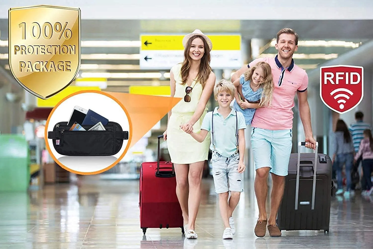 RFID Blocking Travel Wallet - Money Belt & Passport Holder