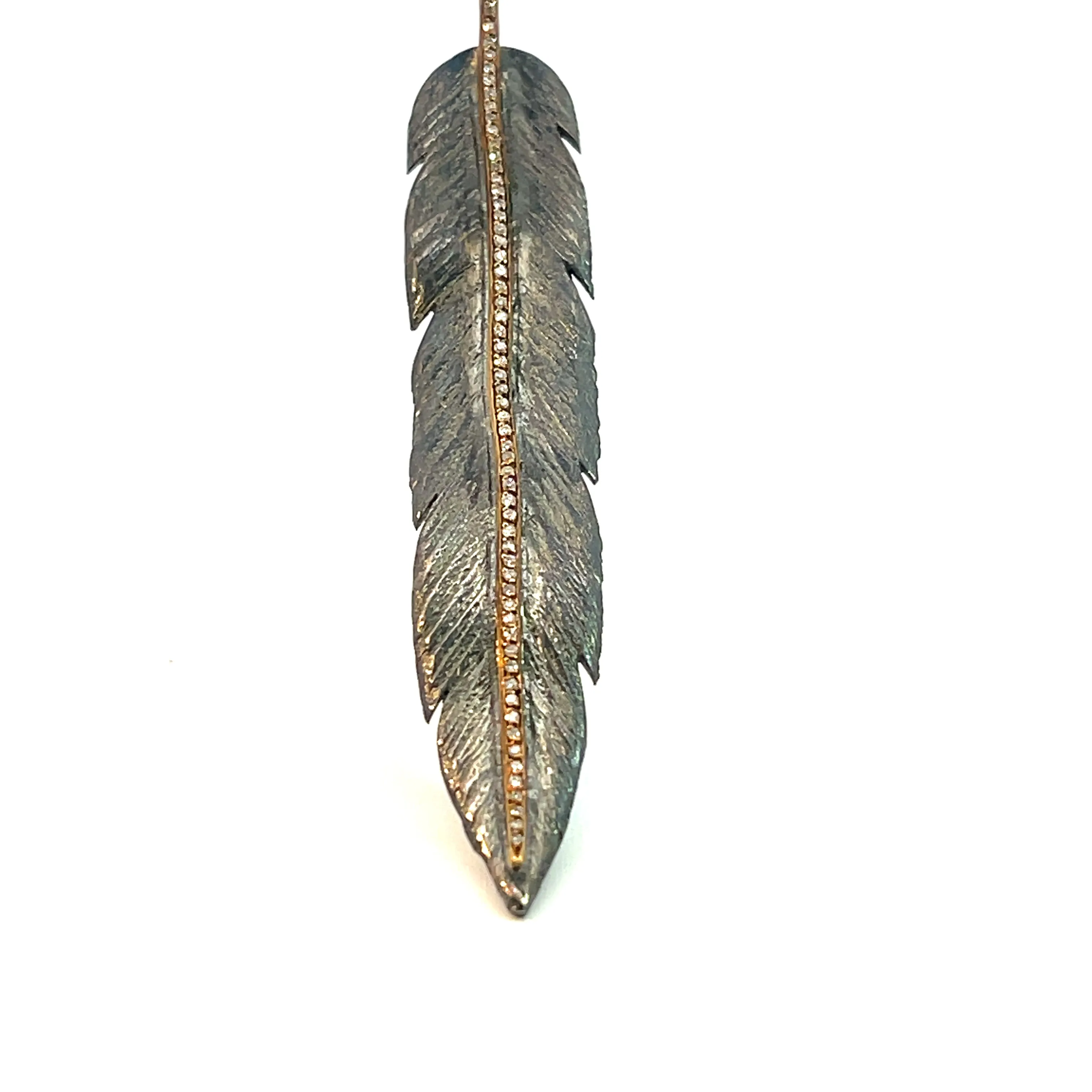 Rhodium Silver Feather Necklace