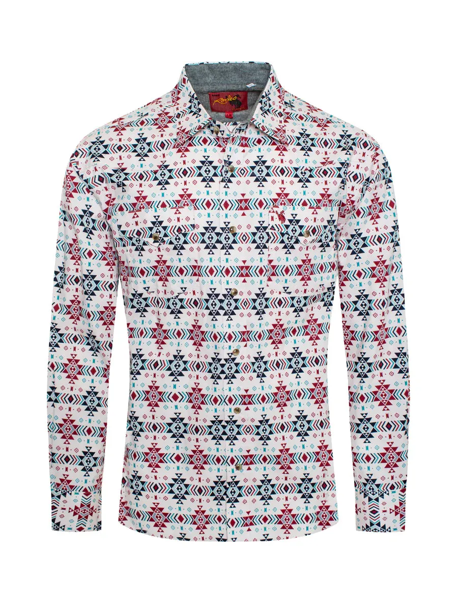 Rodeo Clothing Co. Men's Long Sleeve Shirt - Aztec Print