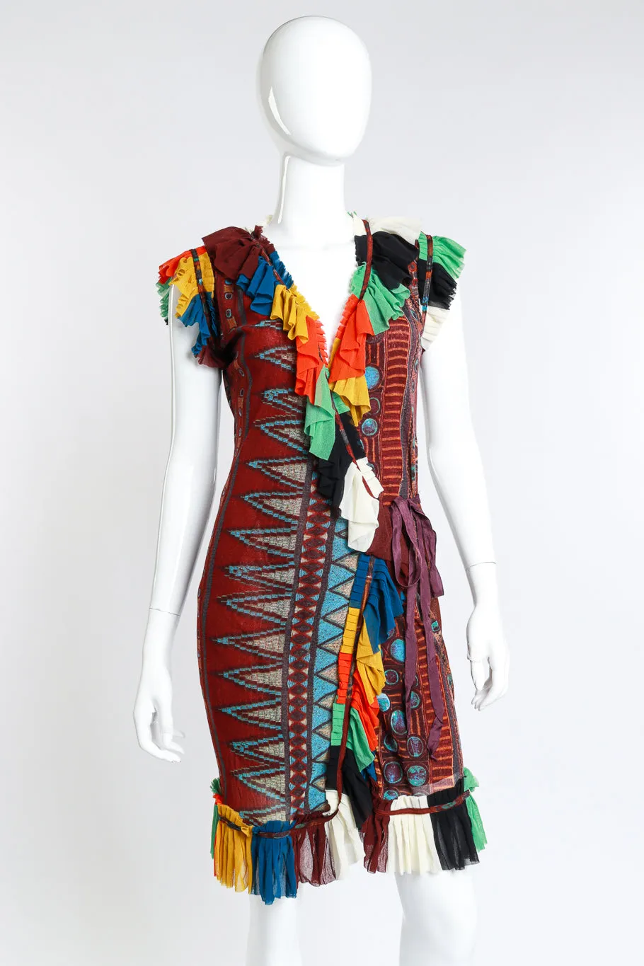 Ruffle Tribal Wrap Dress