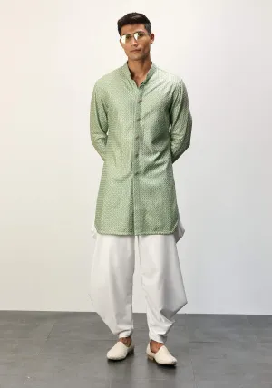 Sage green inara foe kurta set