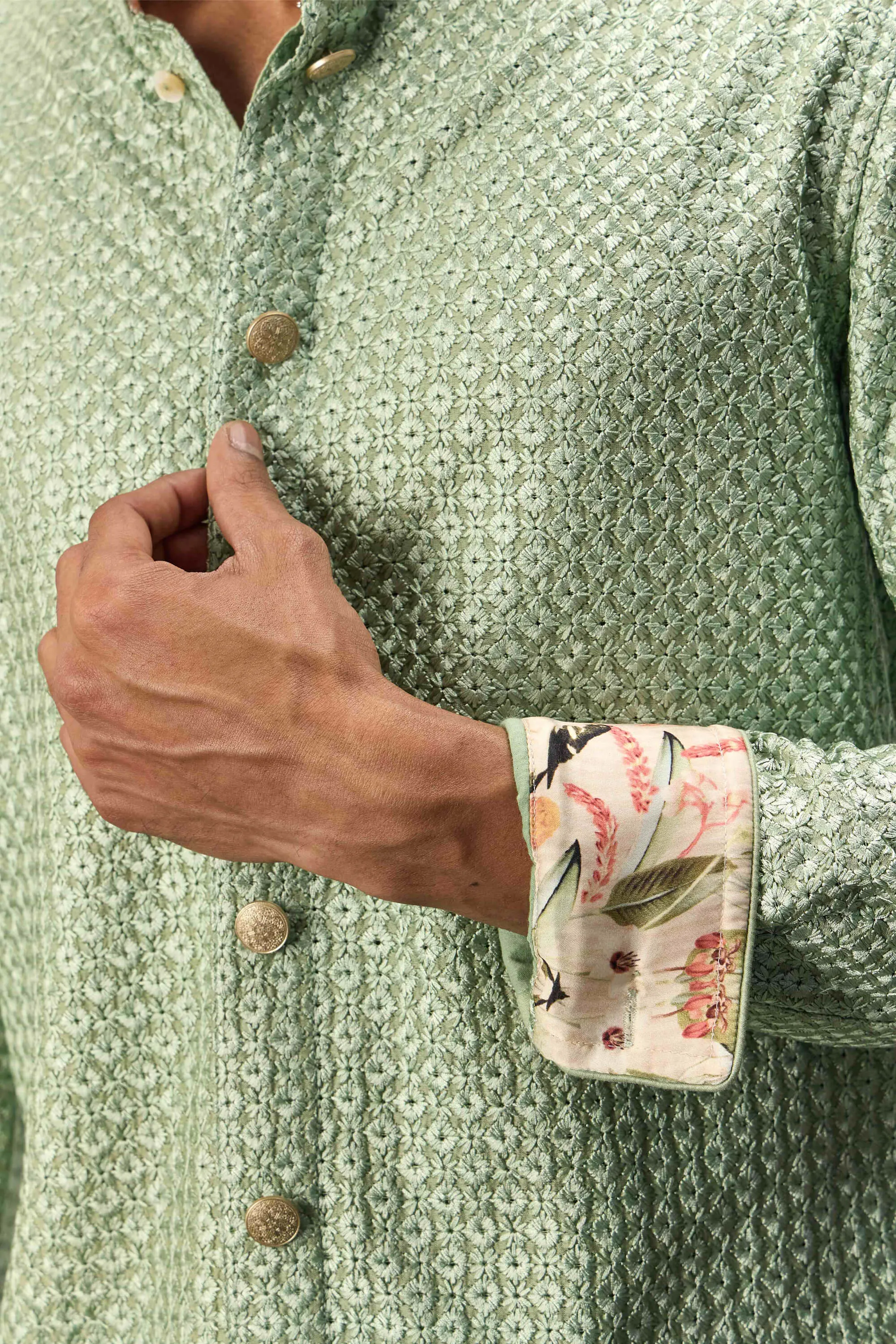 Sage green inara foe kurta set