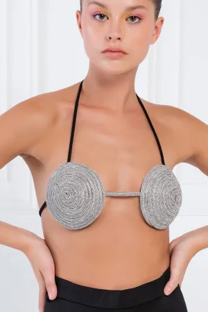 Show Me Love Silver Strass Bra Top