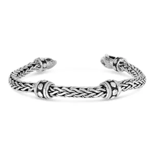 Silver Woven Chain Stud Men's Bracelet