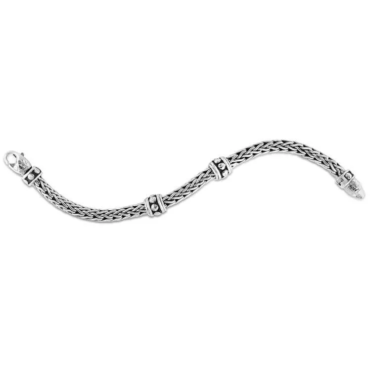 Silver Woven Chain Stud Men's Bracelet