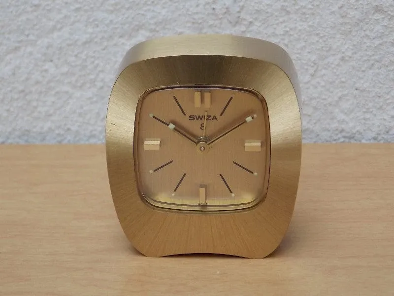 Small Swiza 8-Day Small Brass Wind Up Clock