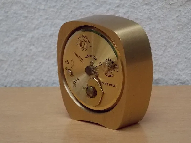 Small Swiza 8-Day Small Brass Wind Up Clock
