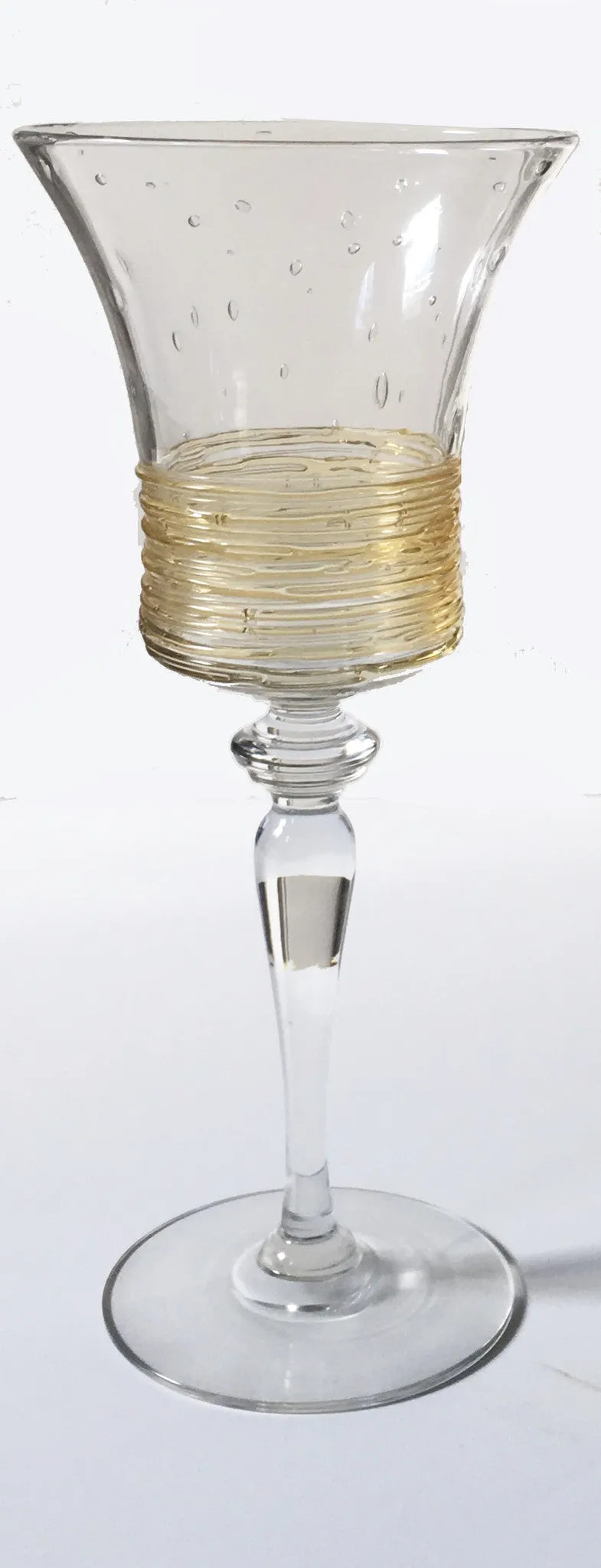 SOLD American H.C. Fry Glass Set of 16 Wine Glasses with Gold Threads
