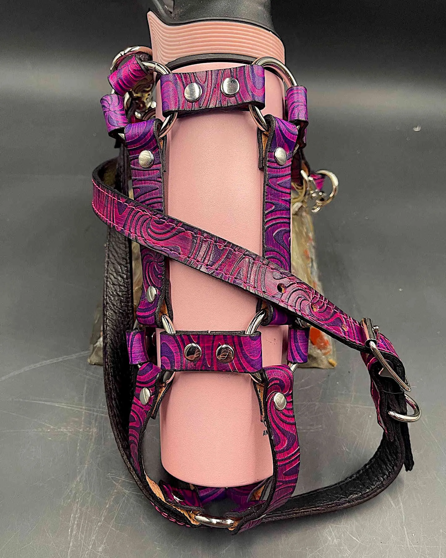 Stamped Leather Bottle Harness - Collaboration: Bellator Leather