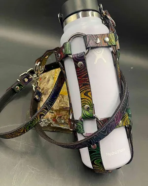 Stamped Leather Bottle Harness - Collaboration: Bellator Leather
