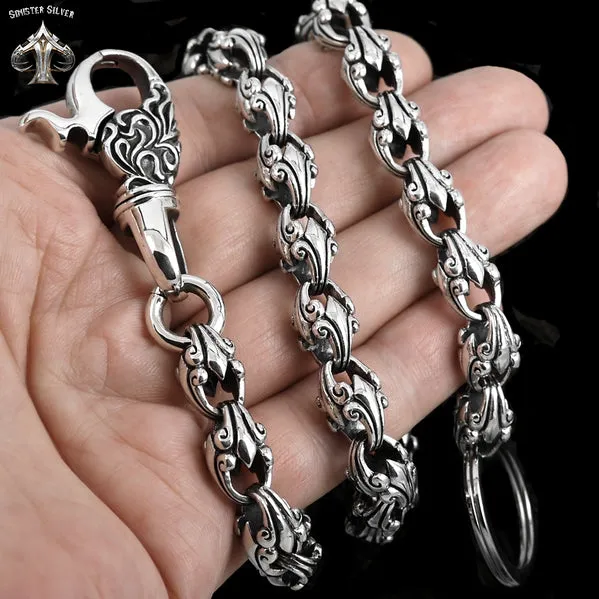 Sterling Silver Biker Wallet Chain Tribal Link
