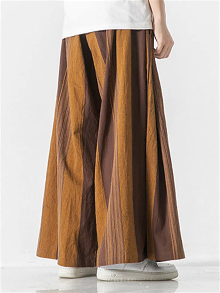 Stripe Pattern Ｗide Leg Loose Pants For Men