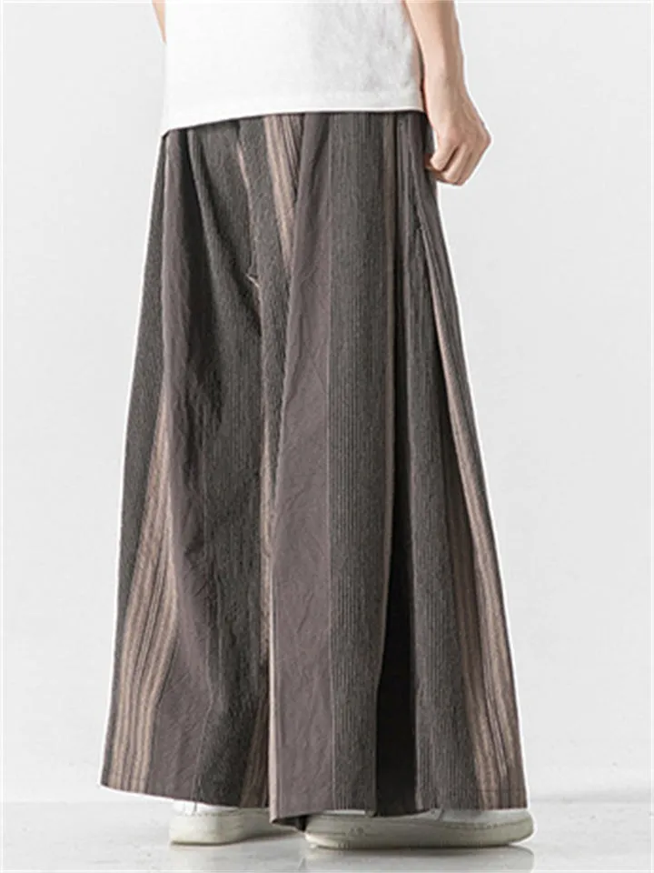 Stripe Pattern Ｗide Leg Loose Pants For Men