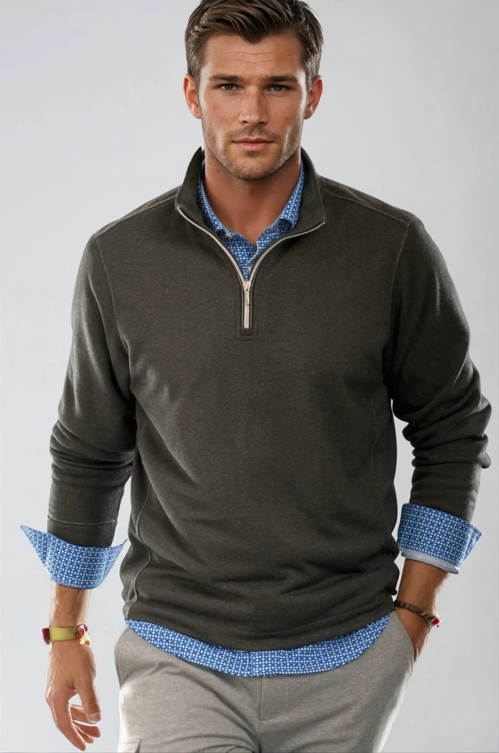 Swiss Check Long Sleeve Tech Shirt - Blue