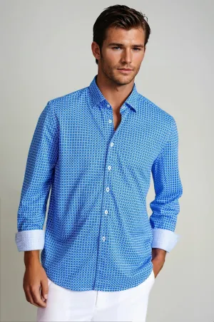 Swiss Check Long Sleeve Tech Shirt - Blue