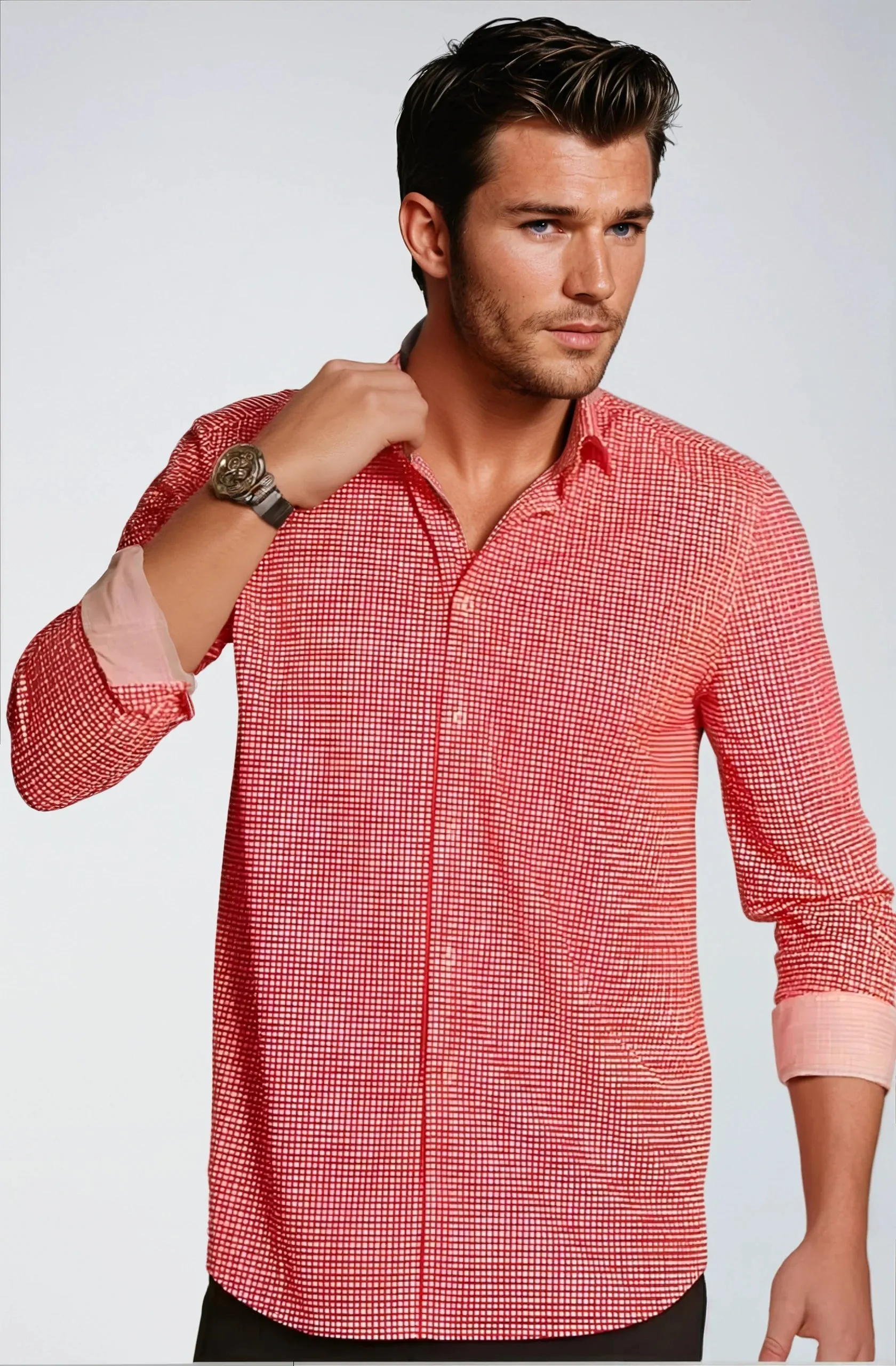 Swiss Check Long Sleeve Tech Shirt - Red