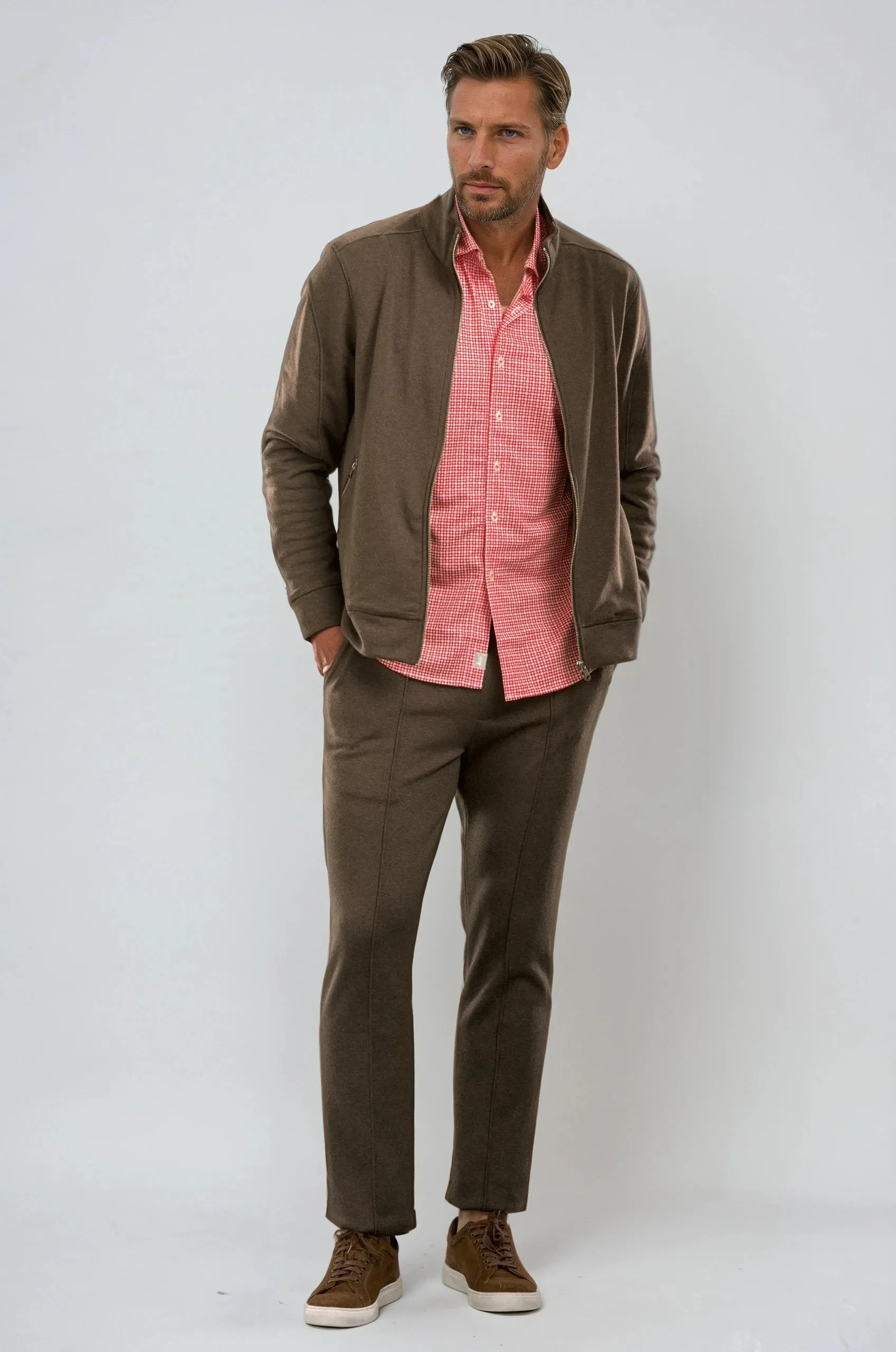 Swiss Check Long Sleeve Tech Shirt - Red