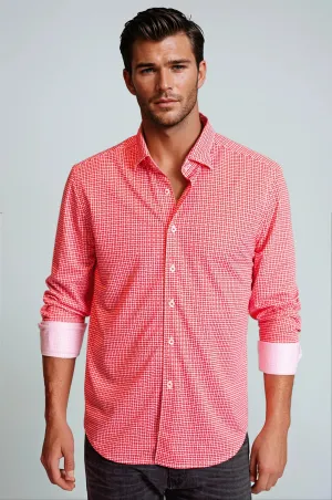 Swiss Check Long Sleeve Tech Shirt - Red