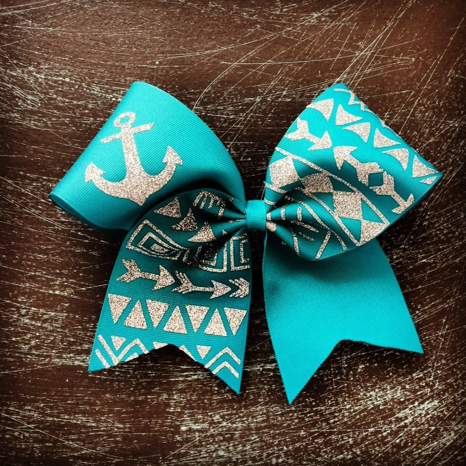 Teal Tribal Print Cheer Bow