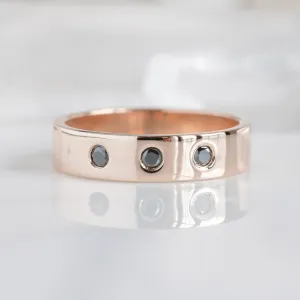 The Gold Band with Black Diamonds | 14K Rose Gold