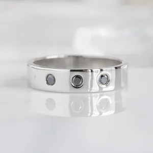 The Gold Band with Black Diamonds | 14K White Gold