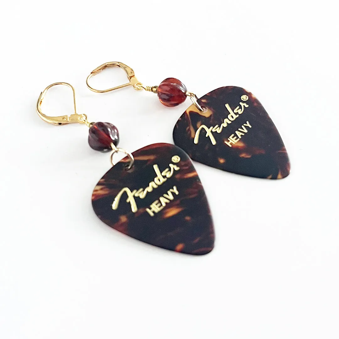 Tortoise Guitar Pick Earrings