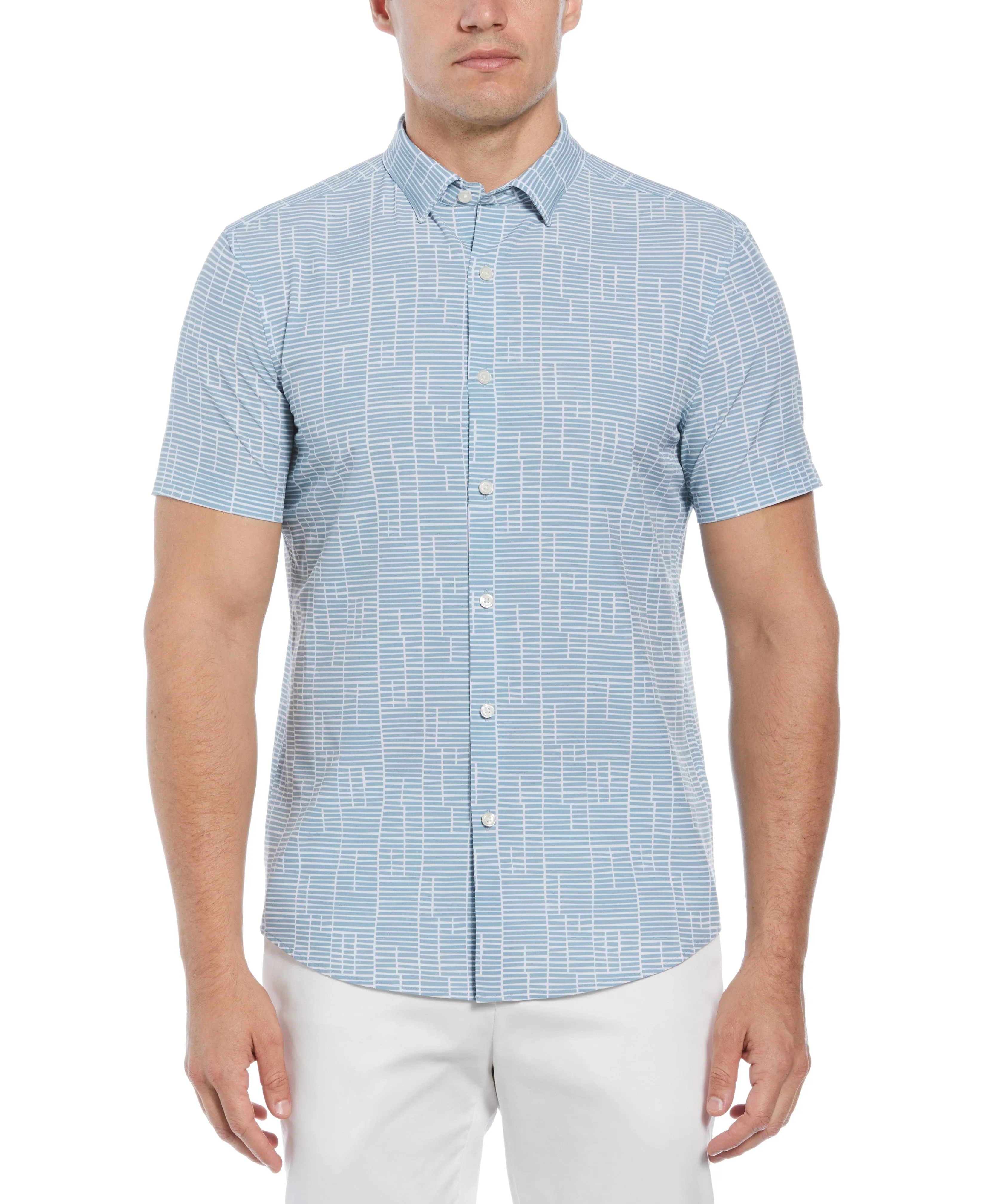 Total Stretch Slim Fit Geo Tile Print Shirt