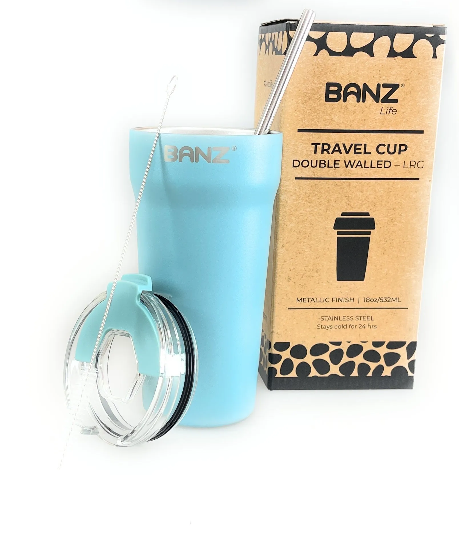 Travel Cup (Only 18oz come with with free stainless steel straw and cleaner)