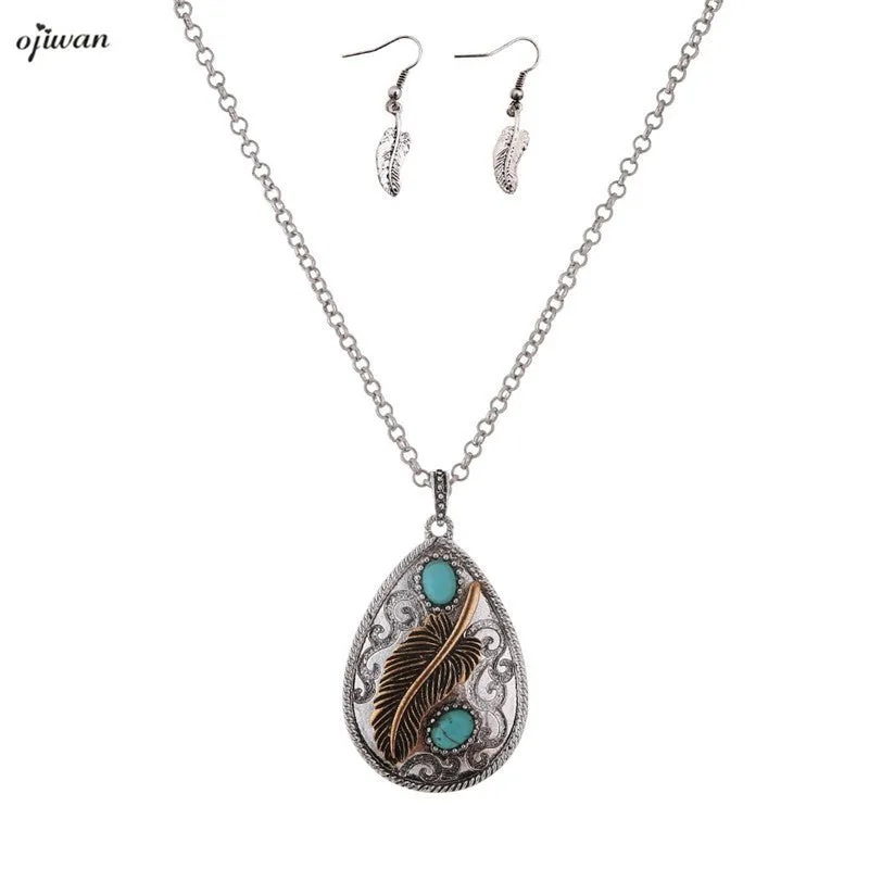 Tribal Feather Necklace Native American Jewelry bijoux Navajo Ethnic Necklace Boho Hippie Necklace Online Shopping India Cowgirl