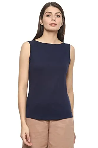 Van Heusen Woman Women's Plain Regular fit T-Shirt (VWCTURGB651500_Navy Small)