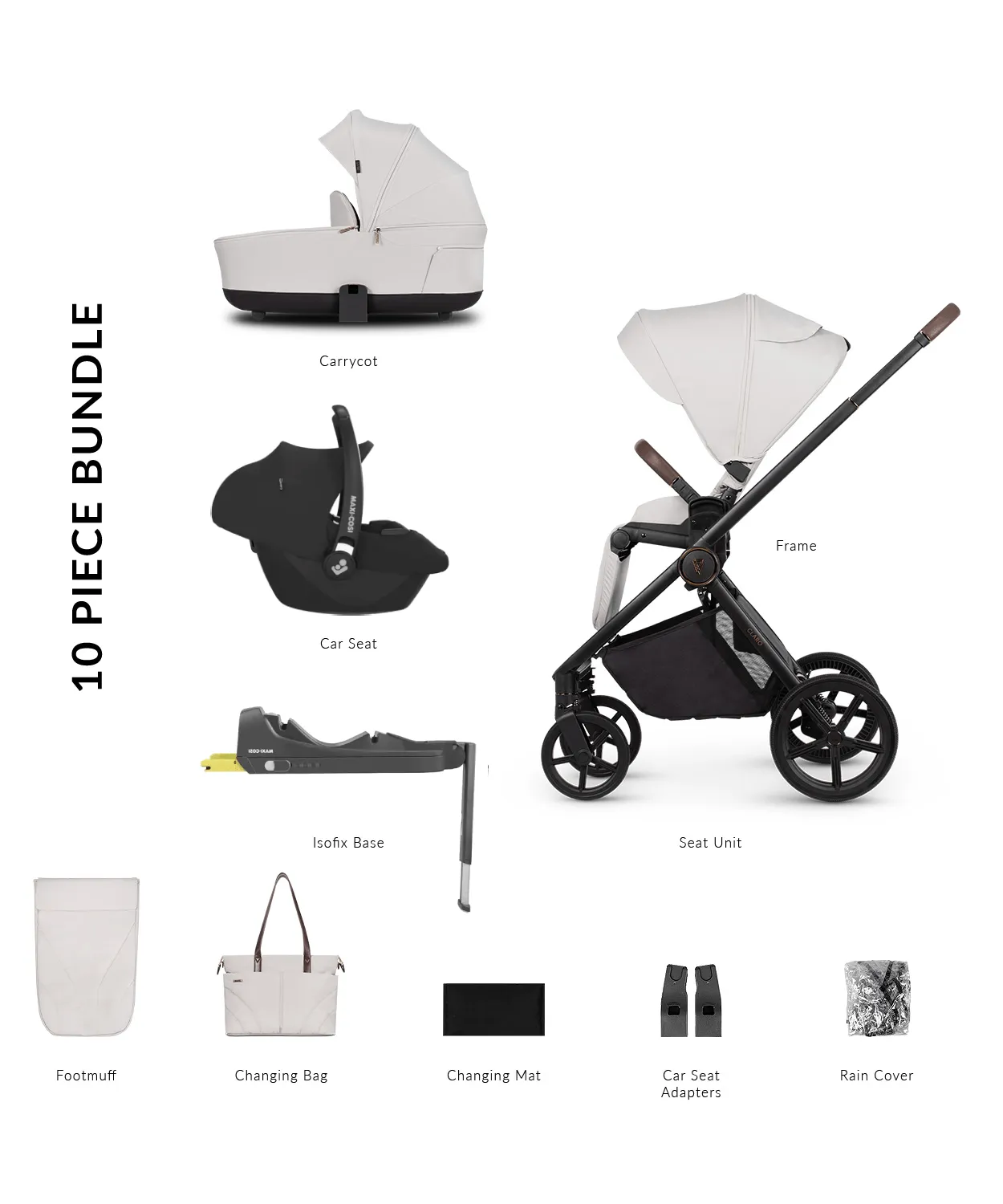 Venicci Claro 4in1 (Cabriofix i-Size) Travel System - Vanilla