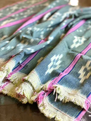 Vintage African Indigo   Lime with Pink Stripes Baule Mudcloth | No. 63