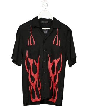 Vision Of Super Black Shirt With Red Tribal Flames Print UK S