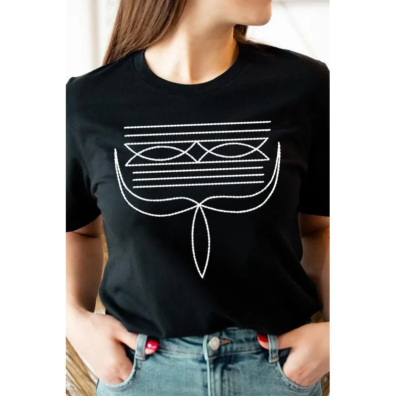 Western Boot Stitch Graphic T Shirts